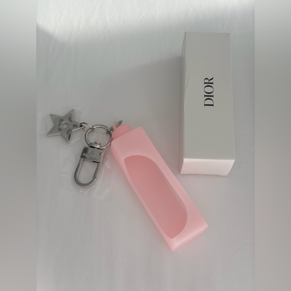 Dior Light Pink Silicone Keychain Holder NIB